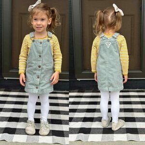OshKosh B’gosh | Sage Green Corduroy Pinafore Over Dress Vestbak | Size 3T